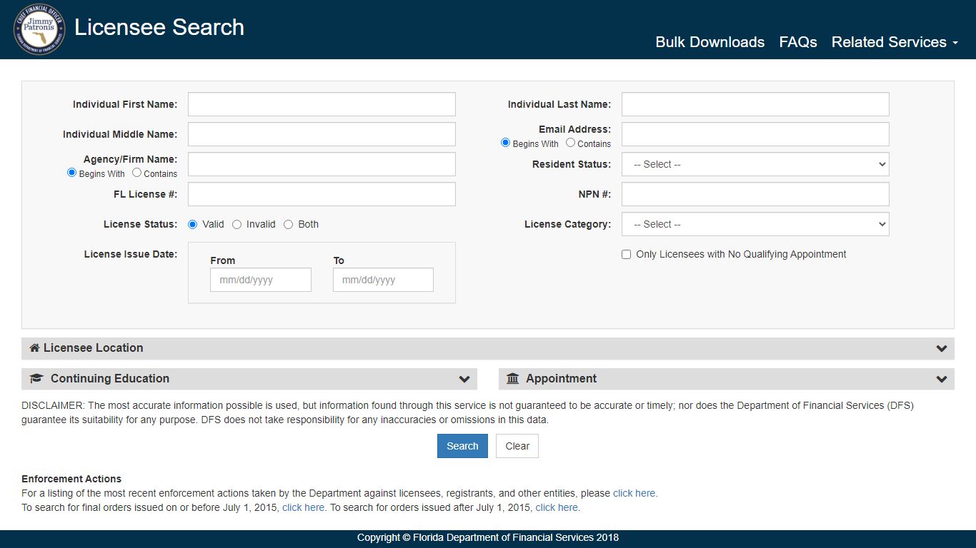 Licensee Search